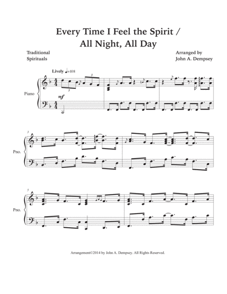 Piano Spirituals: Every Time I Feel the Spirit / All Night, All Day image number null