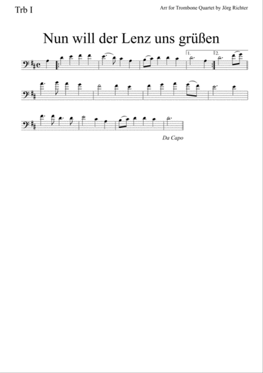 Nun will der Lenz uns grüßen for Trombone Quartet Brass Quartet scores gallery preview page 3