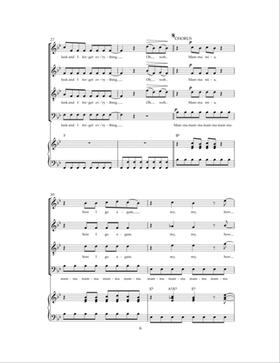 Mamma Mia Mamma Mia 4-Part scores gallery preview page 6