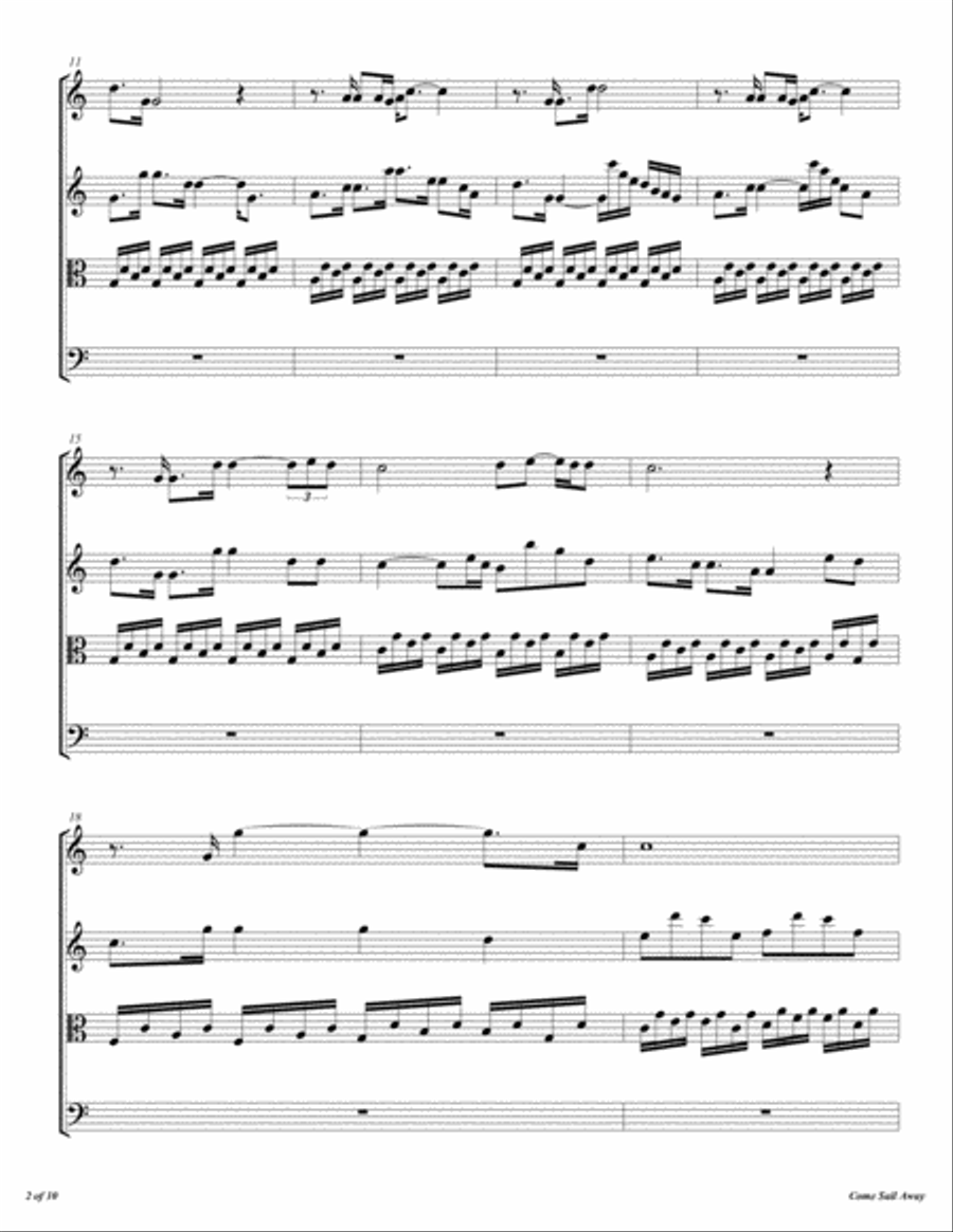 Come Sail Away String Quartet scores gallery preview page 3