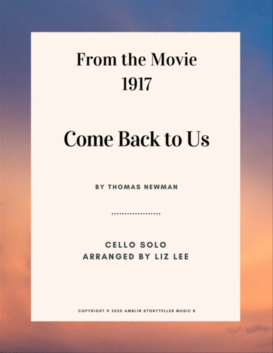 Come Back To Us Cello Solo scores gallery preview page 1