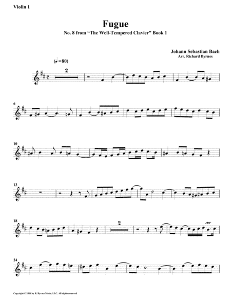 Fugue 08 from Well-Tempered Clavier, Book 1 (String Quintet) image number null