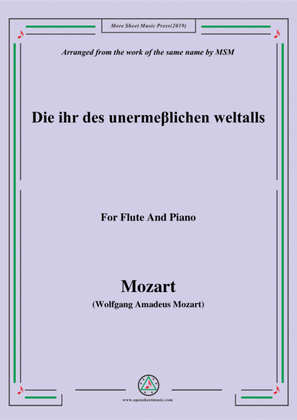 Mozart-Die ihr des unermeβlichen weltalls,for Flute and Piano