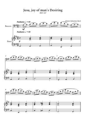 Jesu, Joy of Man's Desiring for Bassoon and Piano (Not Chords) - Score and Parts