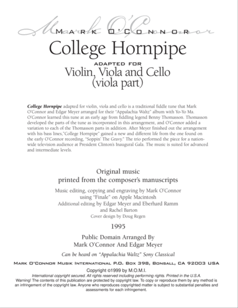 College Hornpipe (viola part - vln, vla, cel) String Trio scores gallery preview page 3