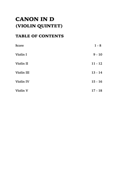Canon in D (Violin Quintet) image number null