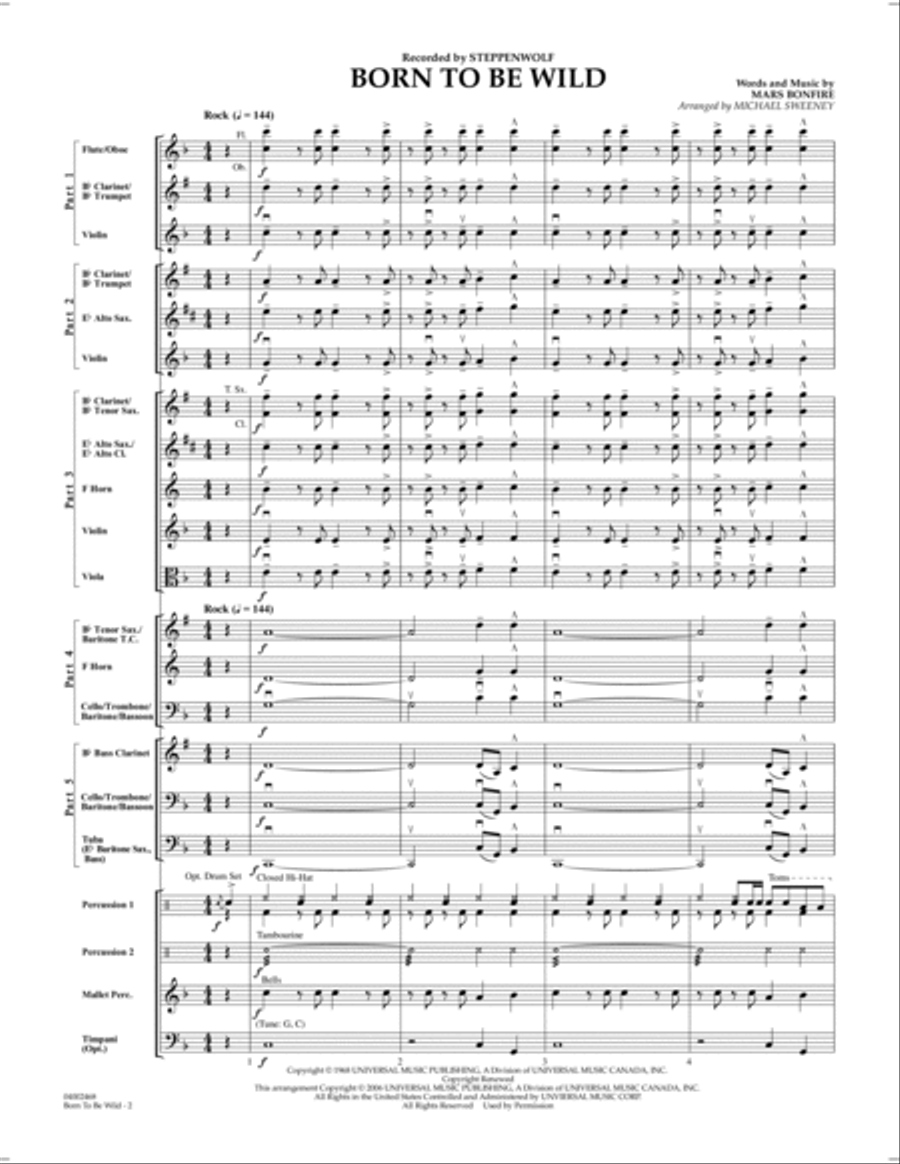 Born to Be Wild - Conductor Score (Full Score) Concert Band scores gallery preview page 2