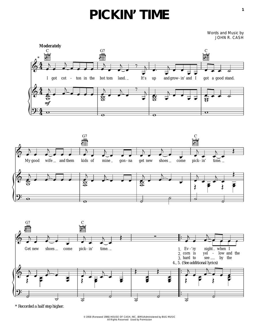 Pickin' Time Piano, Vocal, Guitar scores gallery preview page 1