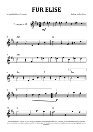 Book cover for Für Elise by Beethoven - Trumpet Solo with Chord Notation