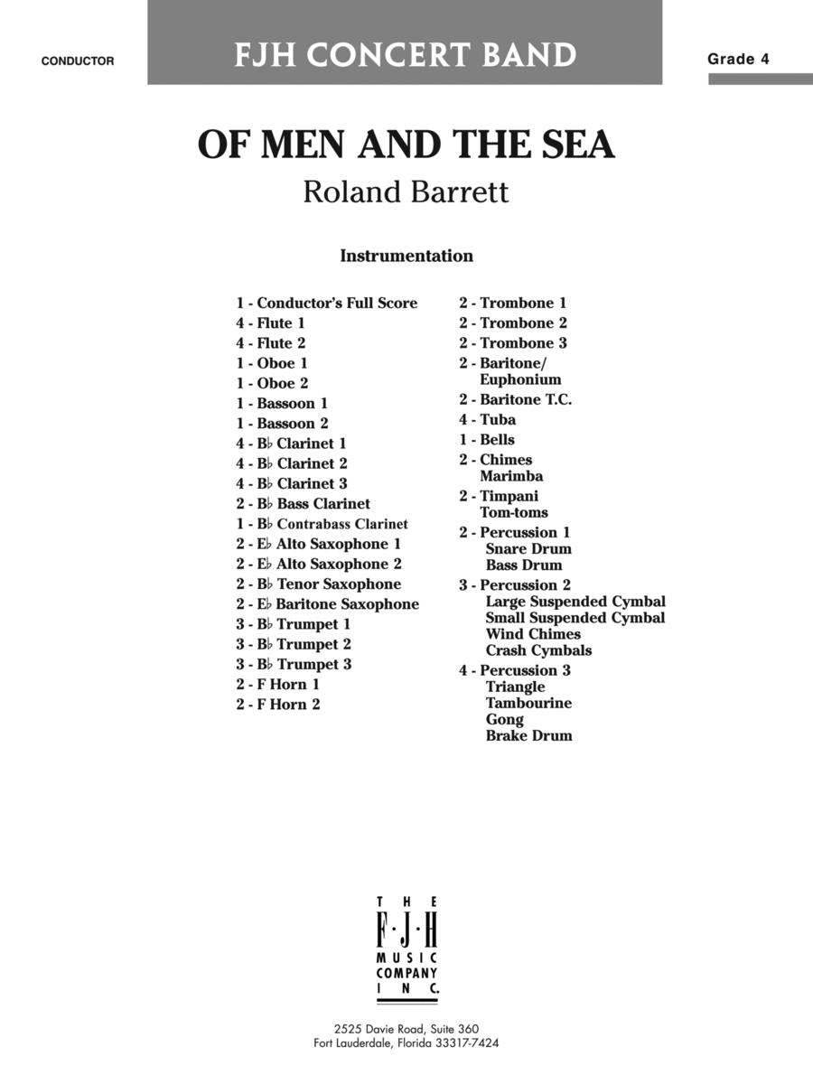 Of Men and the Sea: Score Concert Band scores gallery preview page 1
