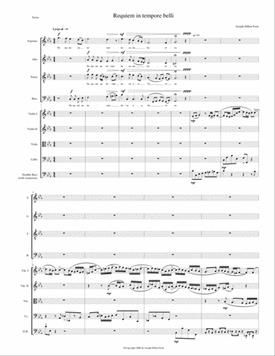 Requiem in tempore belli (Requiem in Time of War) for SATB choir and strings 4-Part scores gallery preview page 1