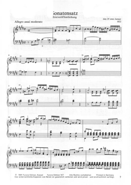 Sonate c-Moll und Sonatensatz E-Dur