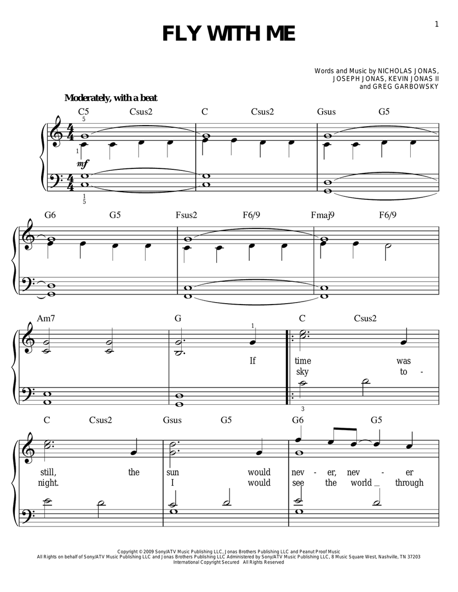 Fly With Me Easy Piano scores gallery preview page 1