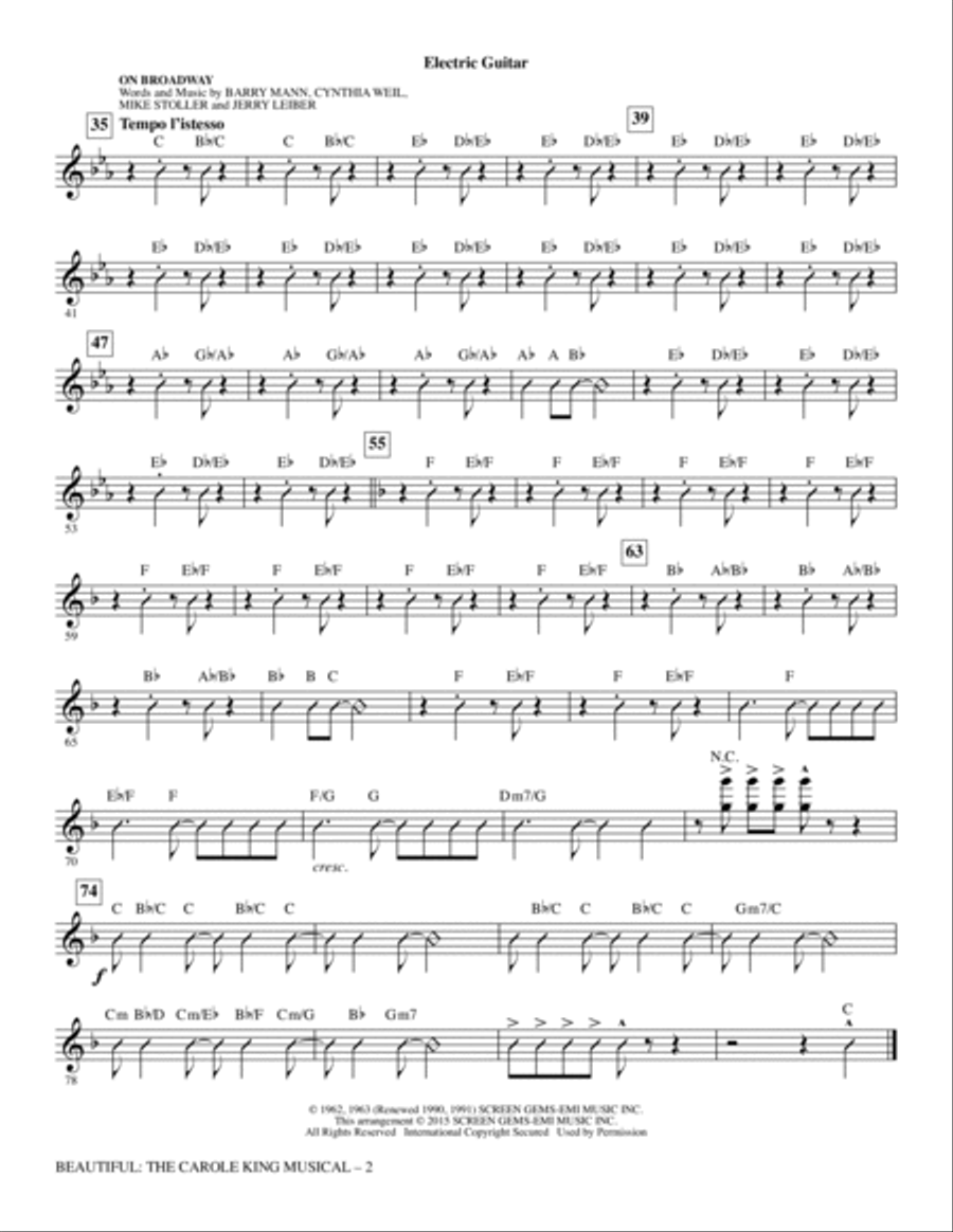 Beautiful: The Carole King Musical (Choral Selections) - Guitar Choir scores gallery preview page 2