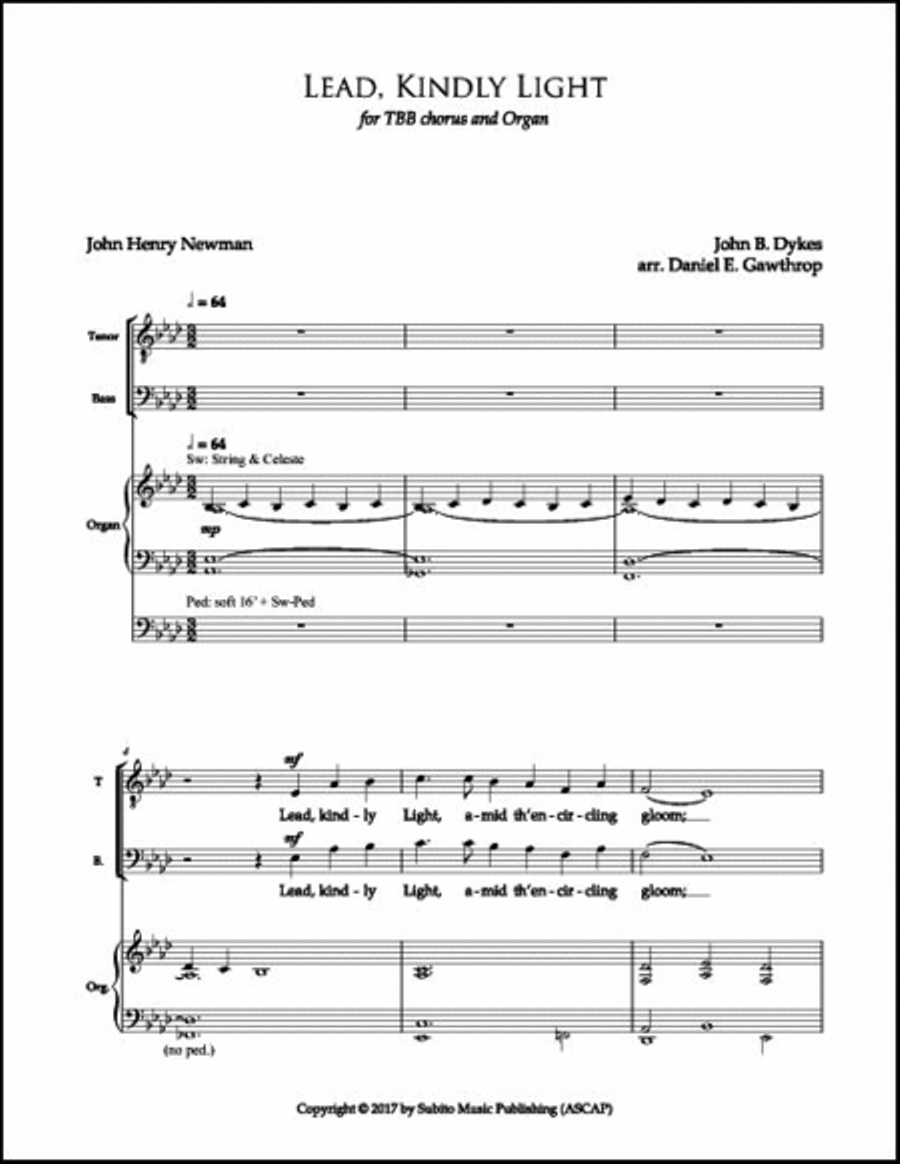Lead, Kindly Light Lead, Kindly Light 3-Part scores gallery preview page 3