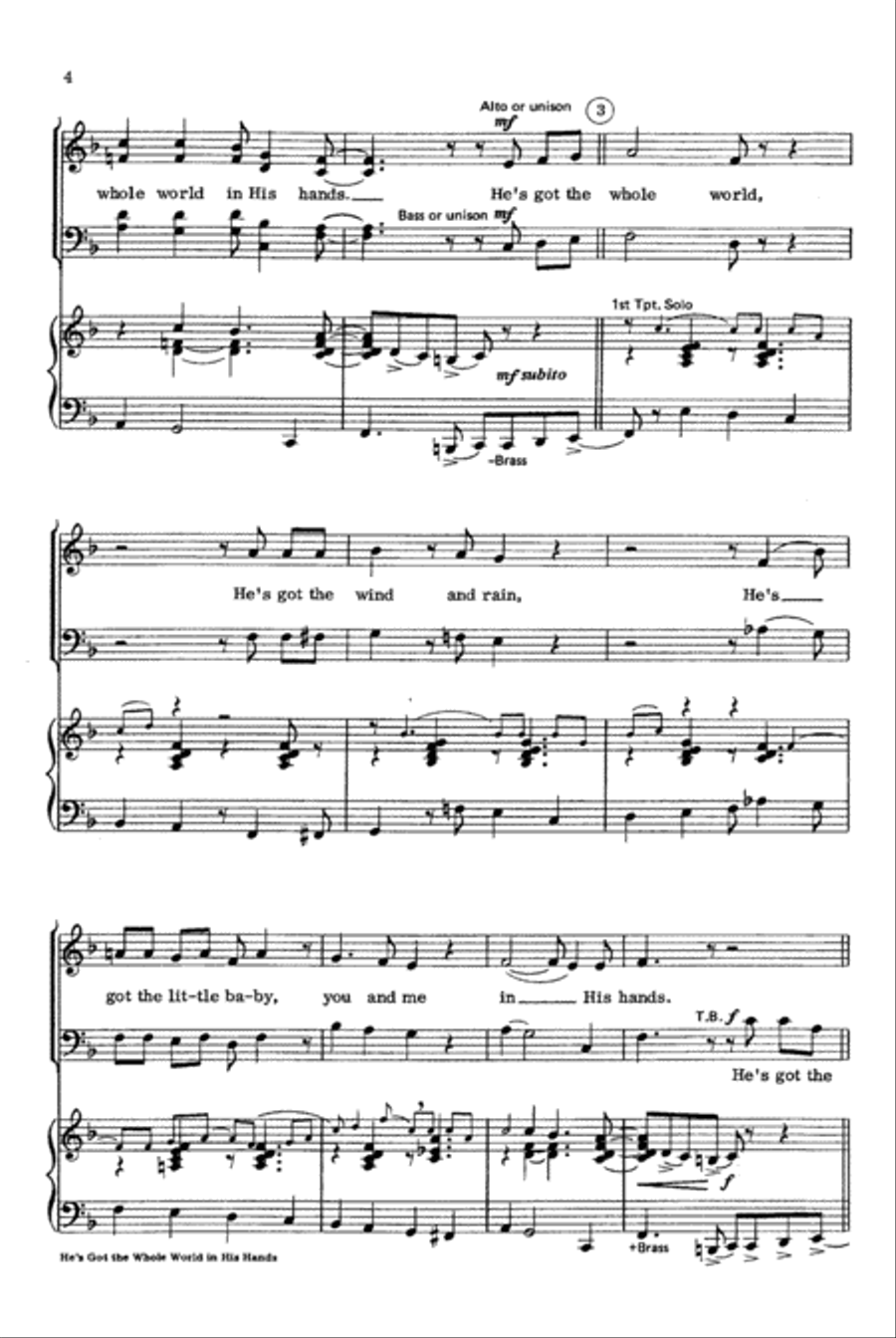 He's Got the Whole World in His Hands 4-Part scores gallery preview page 4