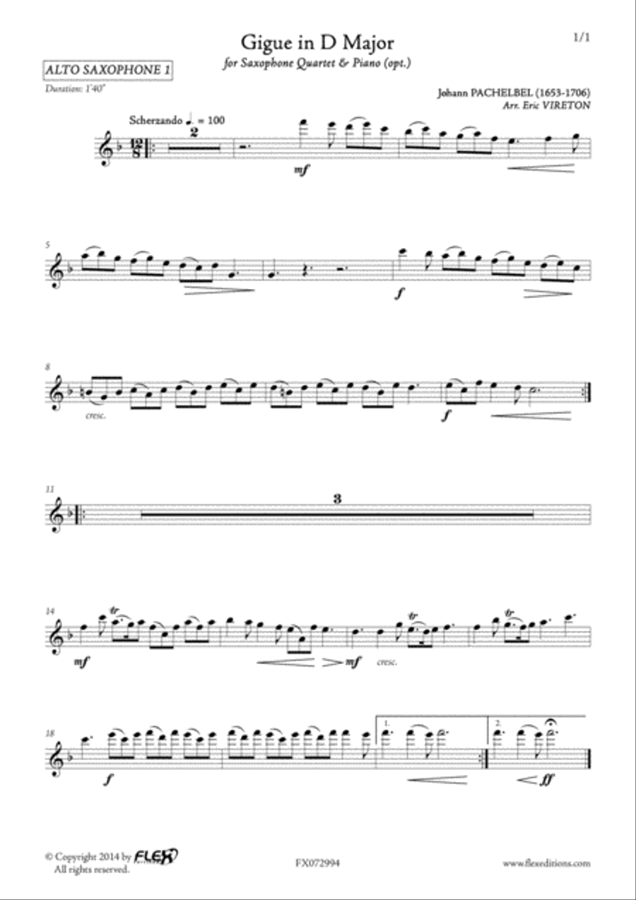 Gigue in D Major Baritone Saxophone scores gallery preview page 5