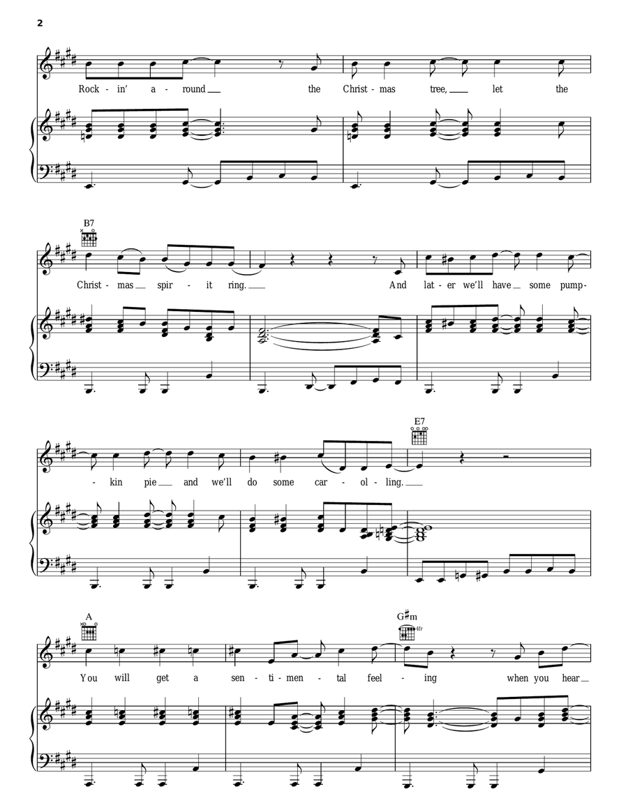 Rockin' Around The Christmas Tree Piano, Vocal, Guitar scores gallery preview page 2