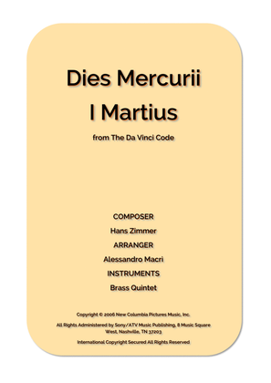 Book cover for Dies Mercurii I Martius