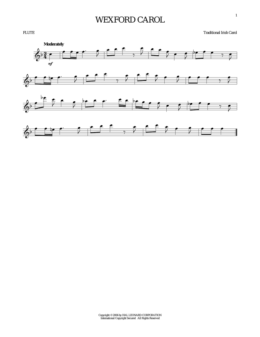 Wexford Carol Flute Solo scores gallery preview page 1