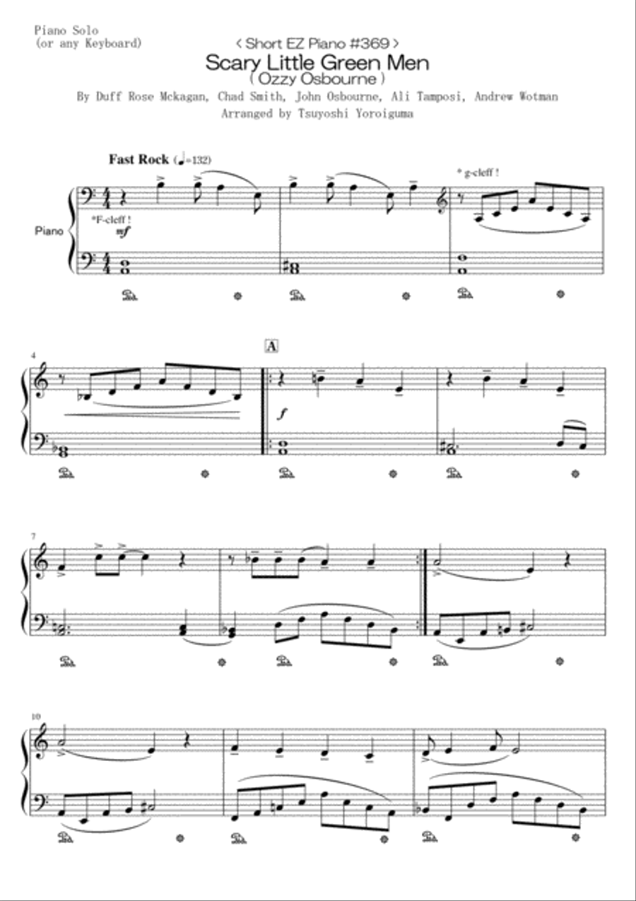 Scary Little Green Men Easy Piano scores gallery preview page 1