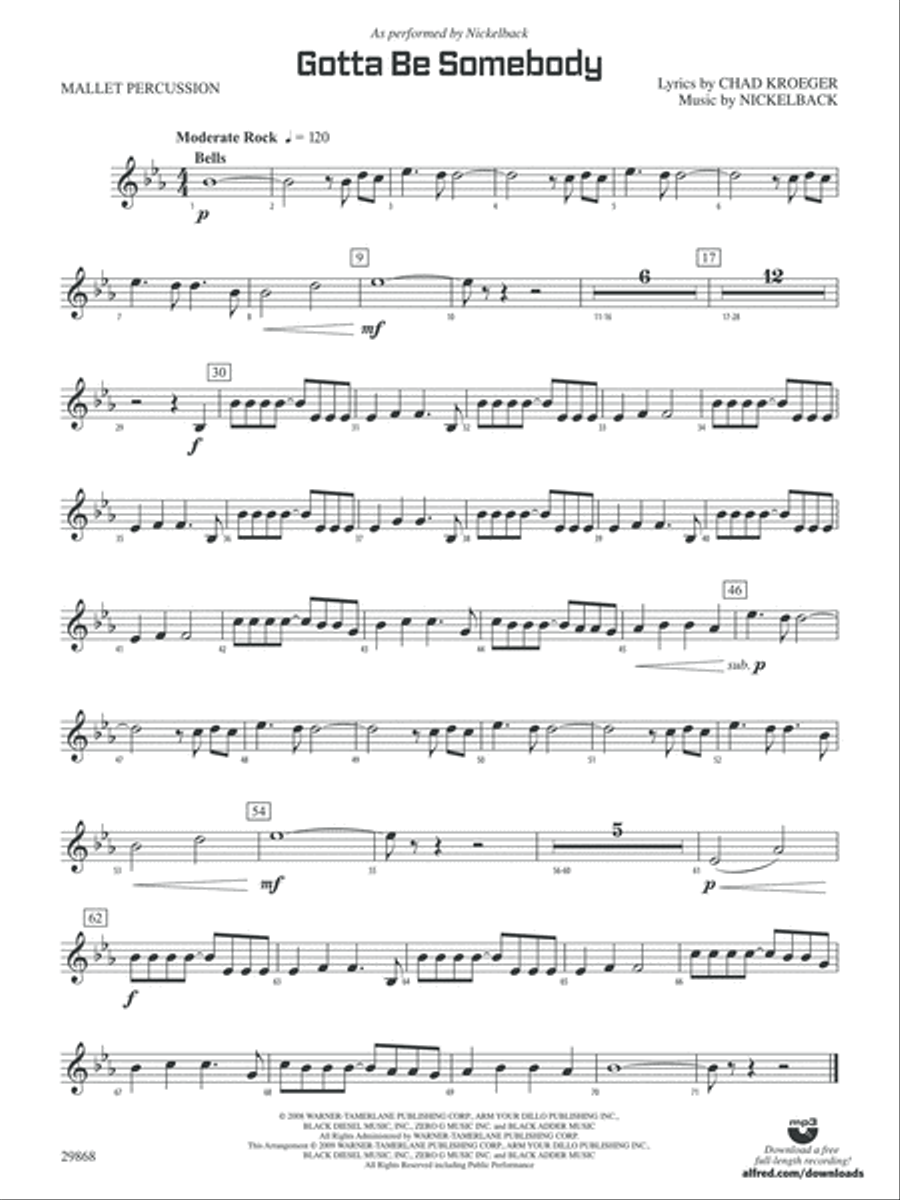 Gotta Be Somebody: Mallets Concert Band scores gallery preview page 1