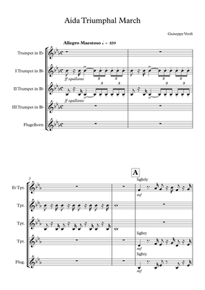 Aida Triumphal March arrangement for Eb trumpet, Bb trumpet 2,3 & 4 and Flugel horn quartet