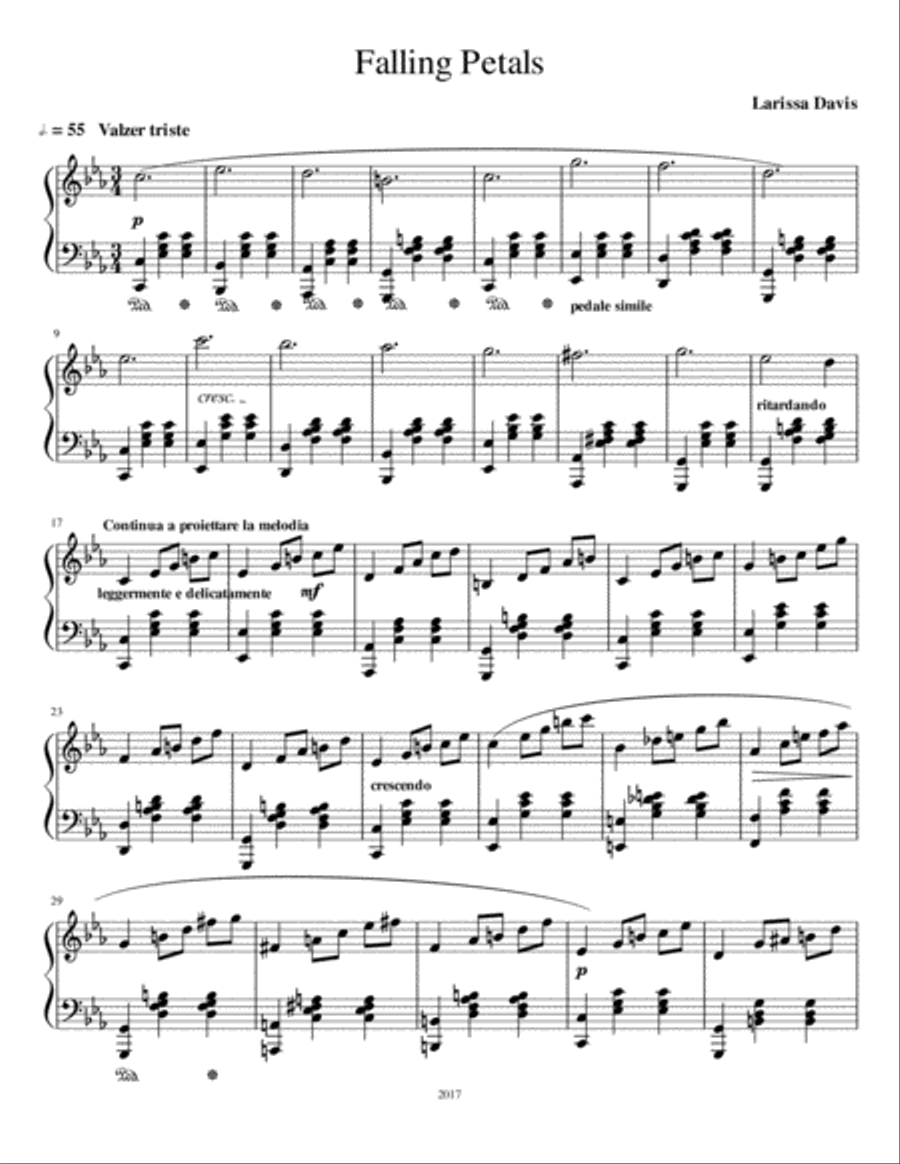 Falling Petals Piano Solo scores gallery preview page 1