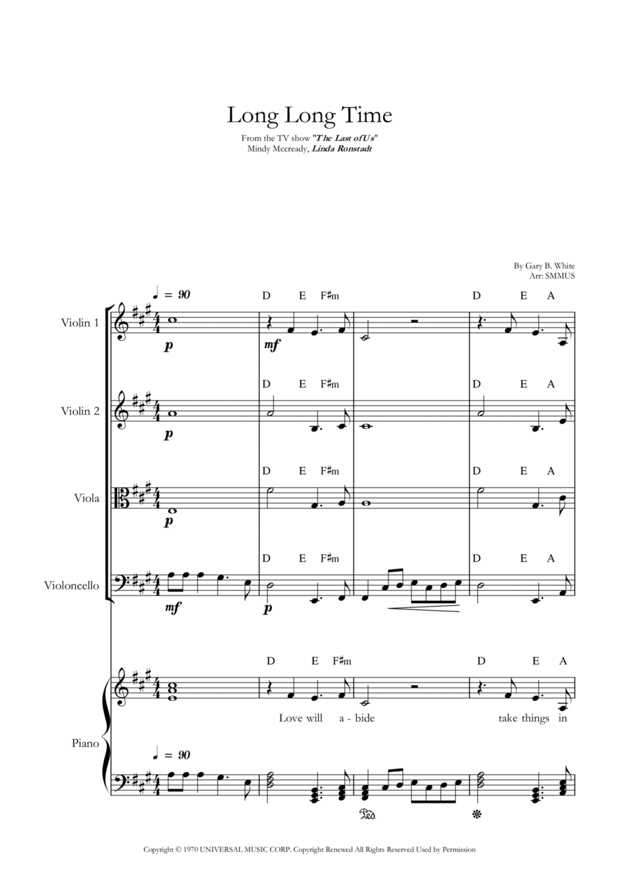 Long Long Time String Quartet scores gallery preview page 1
