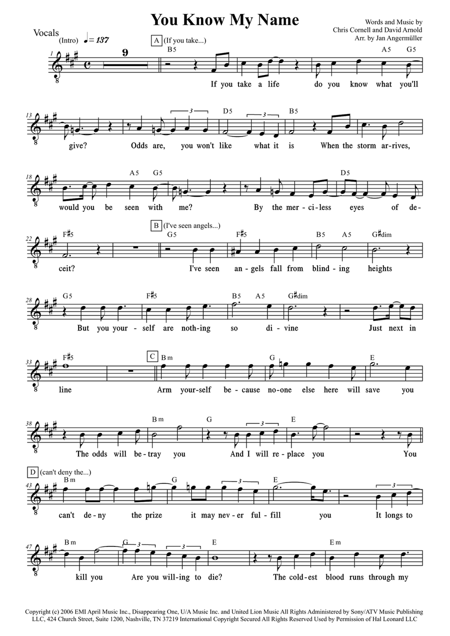 You Know My Name from CASINO ROYALE Piano scores gallery preview page 1