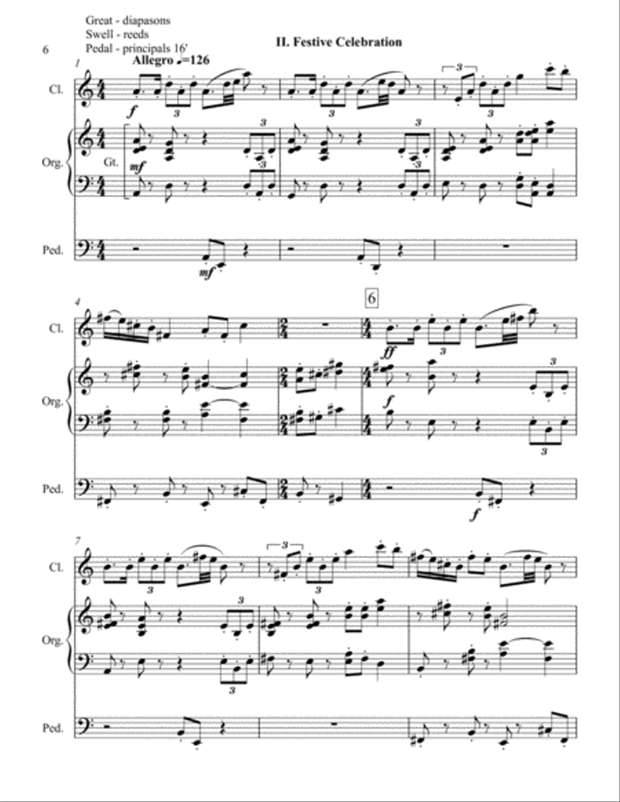 Meditation and Festive Celebration for Clarinet and Organ Woodwind Duet scores gallery preview page 6