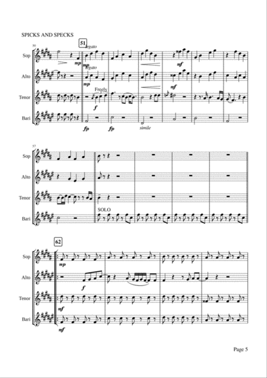 Spicks And Specks Woodwind Quartet scores gallery preview page 5