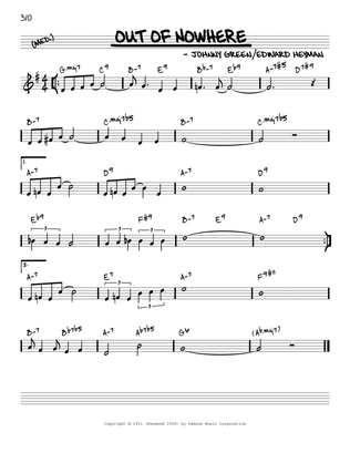 Book cover for Out Of Nowhere [Reharmonized version] (arr. Jack Grassel)