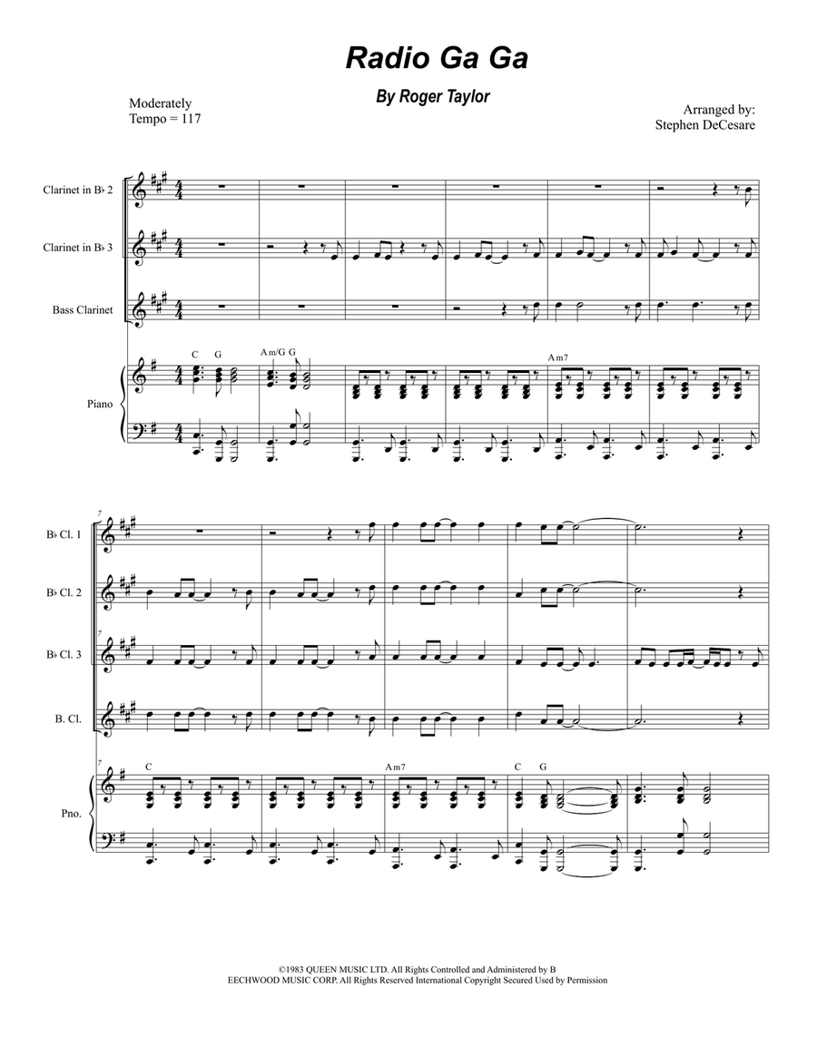 Radio Ga Ga Woodwind Ensemble scores gallery preview page 1