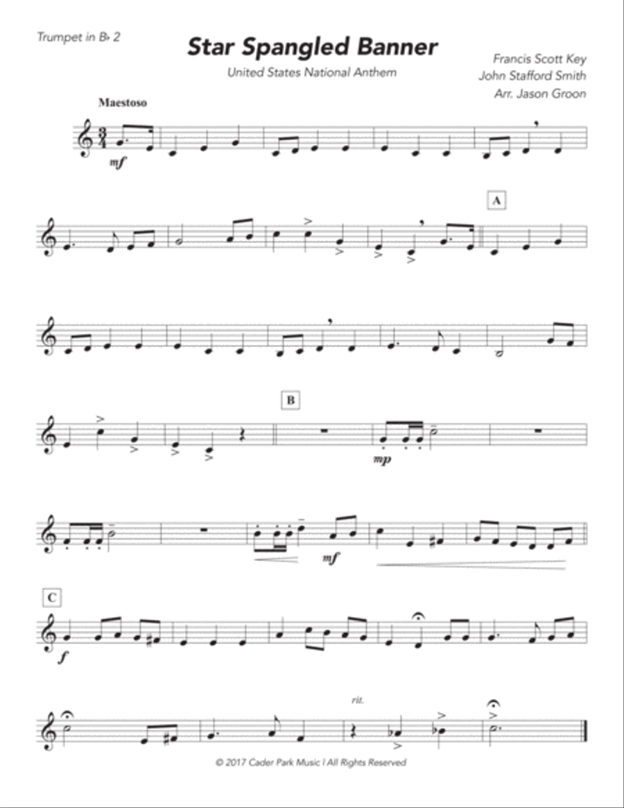 Star Spangled Banner - United States National Anthem Brass Ensemble scores gallery preview page 5