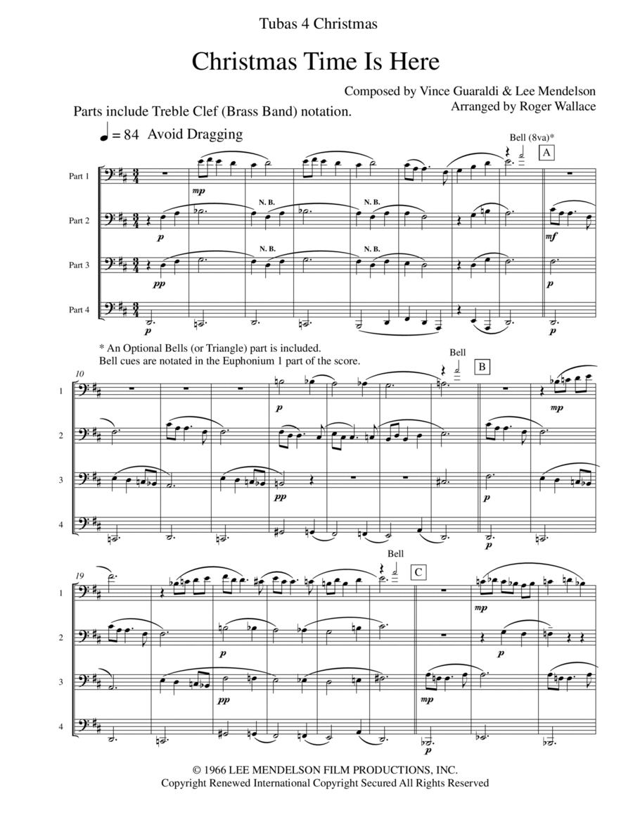 Christmas Time Is Here Brass Quartet scores gallery preview page 1