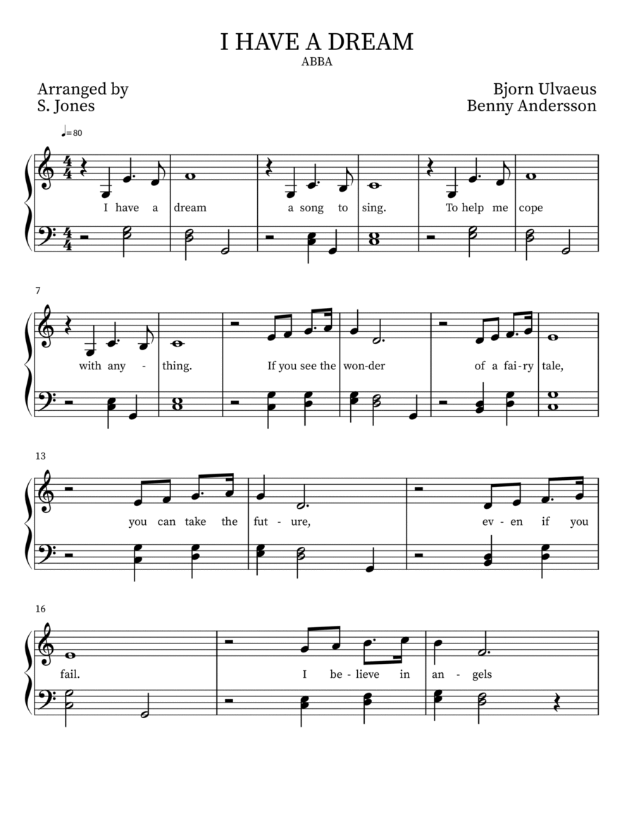 I Have A Dream I Have A Dream Piano, Vocal, Guitar scores gallery preview page 1