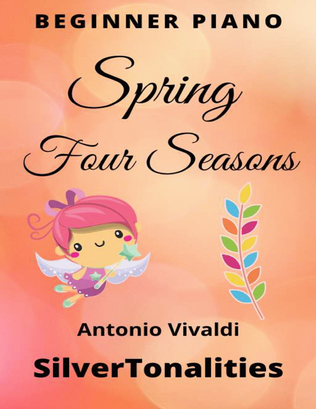 Book cover for Spring the Four Seasons Beginner Piano Sheet Music with Colored Notes
