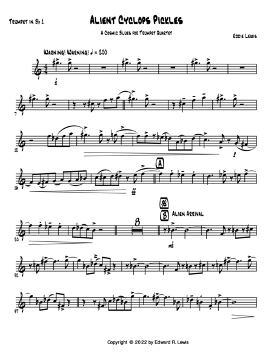 Alien Cyclops Pickles Jazzy Trumpet Quartet Brass Ensemble scores gallery preview page 3