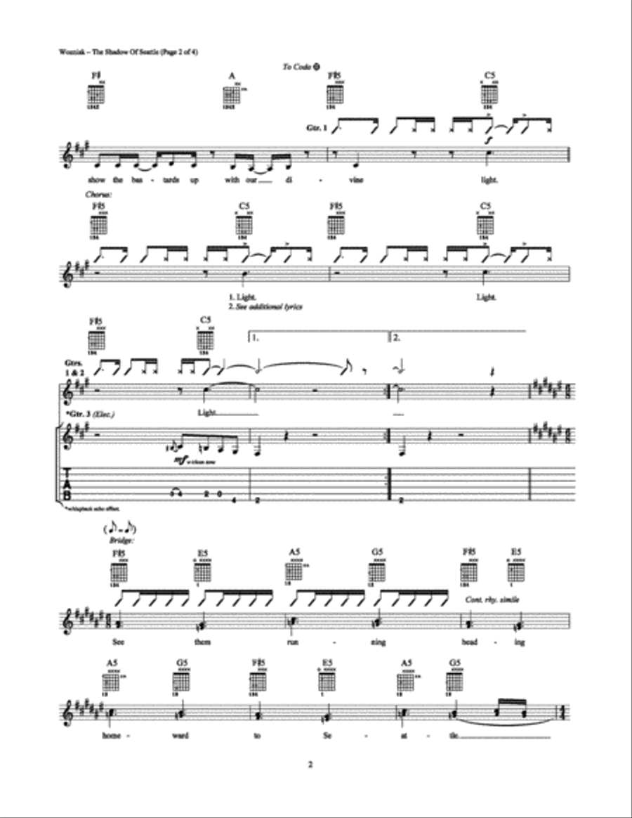 The Shadow of Seattle The Shadow of Seattle Electric Guitar scores gallery preview page 2