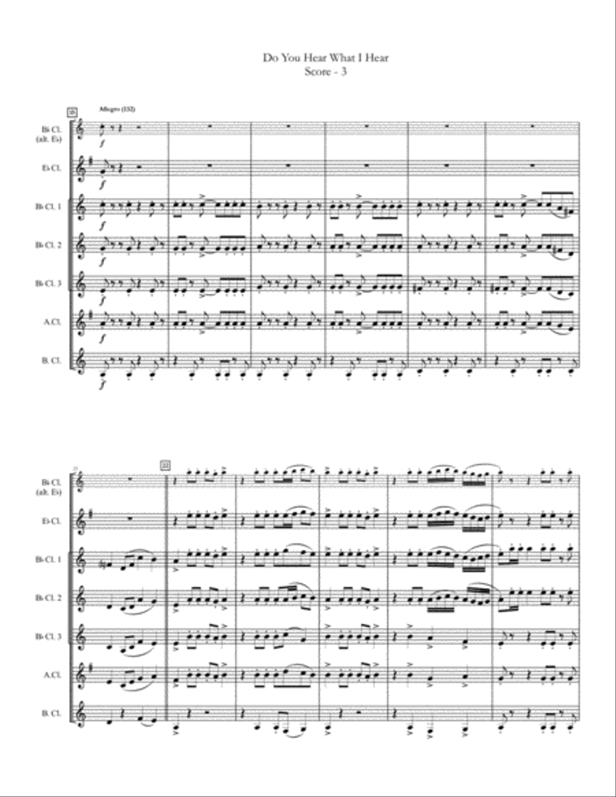Do You Hear What I Hear Clarinet Choir scores gallery preview page 3
