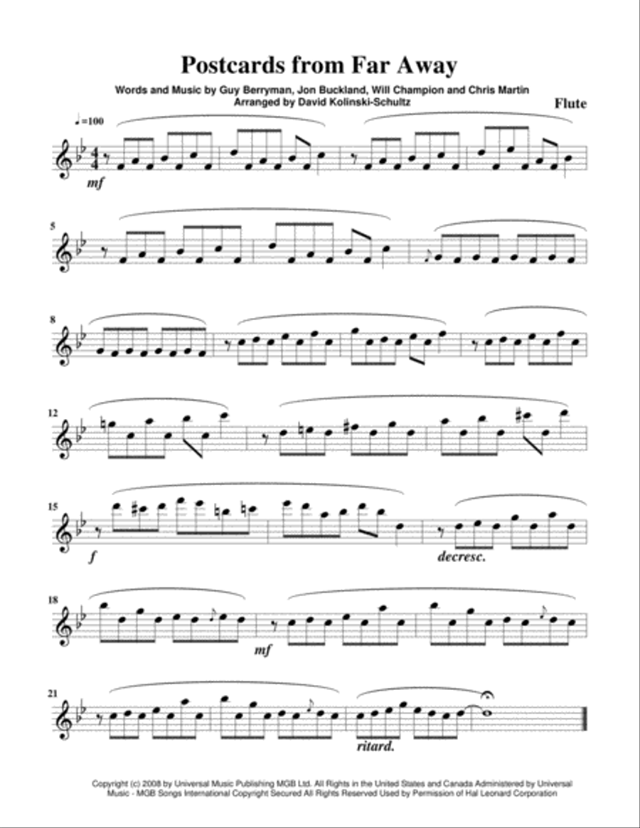 Postcards From Far Away Postcards From Far Away Woodwind Quartet scores gallery preview page 2