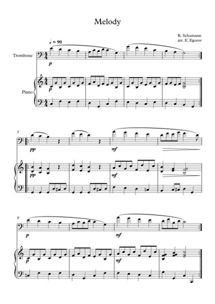 Melody, Robert Schumann, For Trombone & Piano image number null
