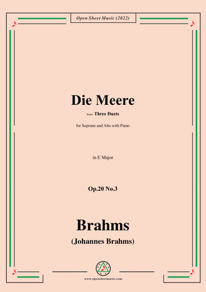 Book cover for Brahms-Die Meere-The Sea,Op.20 No.3,in E minor,from Three Duets