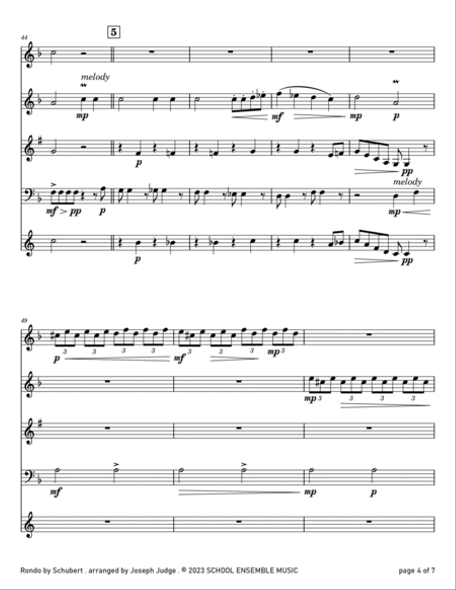Rondo by Schubert for Woodwind Quartet in Schools Woodwind Quartet scores gallery preview page 4