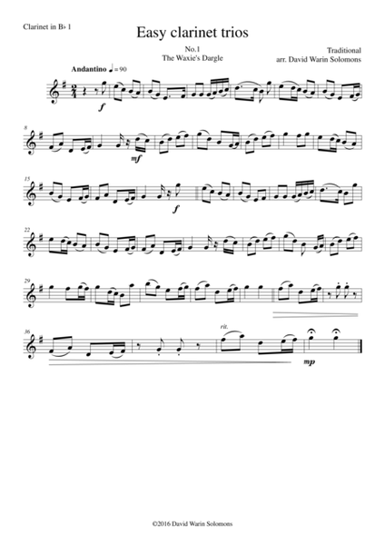 15 easy clarinet trios (2 B flats and 1 Alto) image number null
