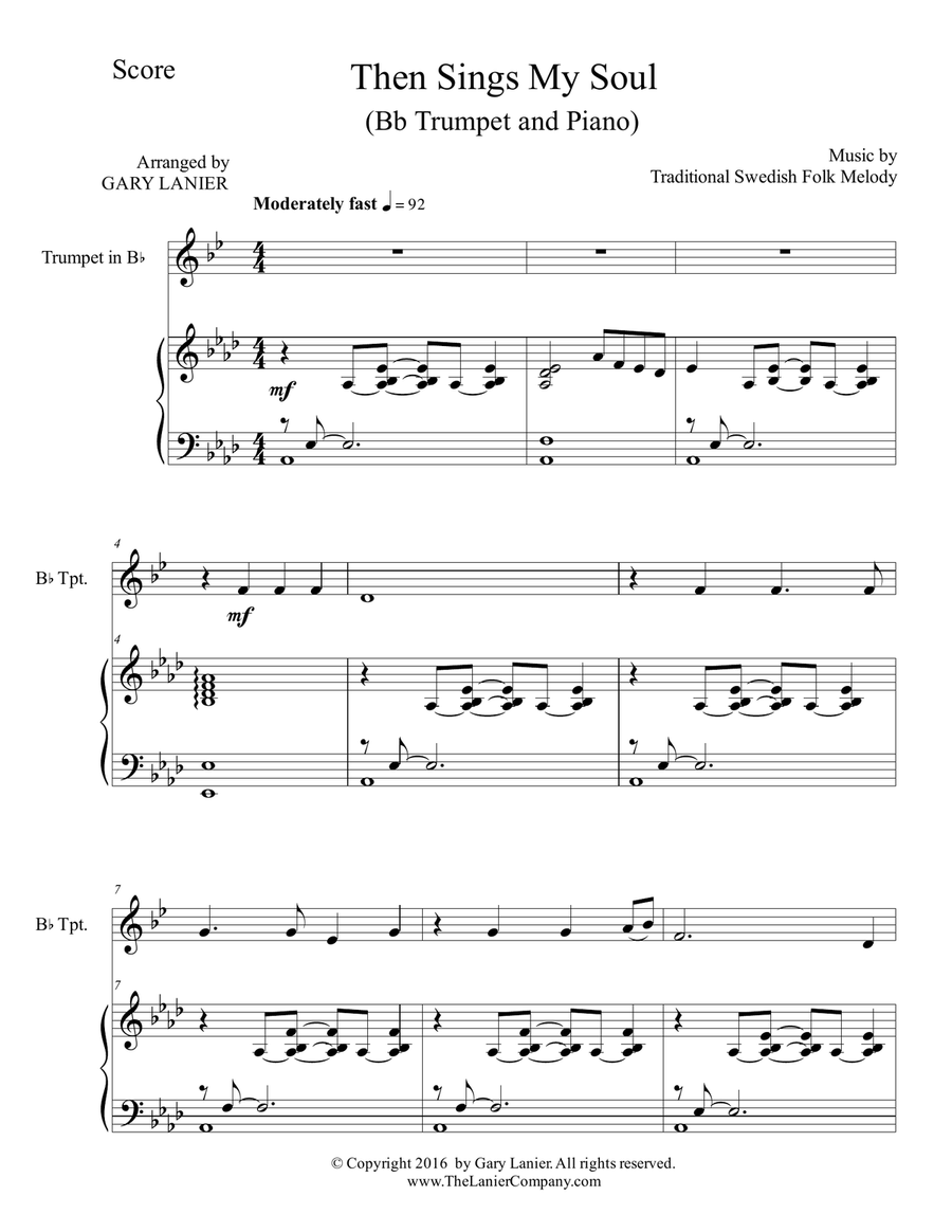 THEN SINGS MY SOUL (For Bb Trumpet & Piano with Parts) THEN SINGS MY SOUL (For Bb Trumpet & Piano with Parts) B-Flat Trumpet scores gallery preview page 2