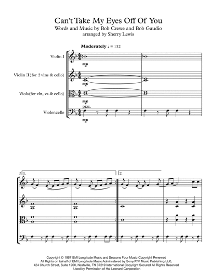 Can't Take My Eyes Off Of You String Trio scores gallery preview page 4