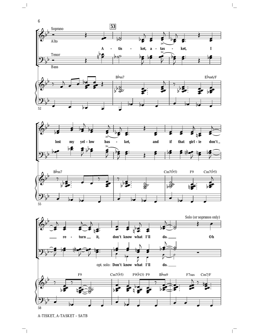 A-Tisket, A-Tasket A-Tisket, A-Tasket 4-Part scores gallery preview page 6