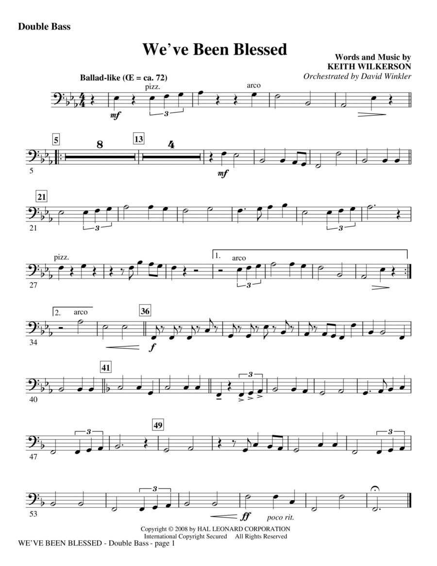 We've Been Blessed - Double Bass Choir scores gallery preview page 1